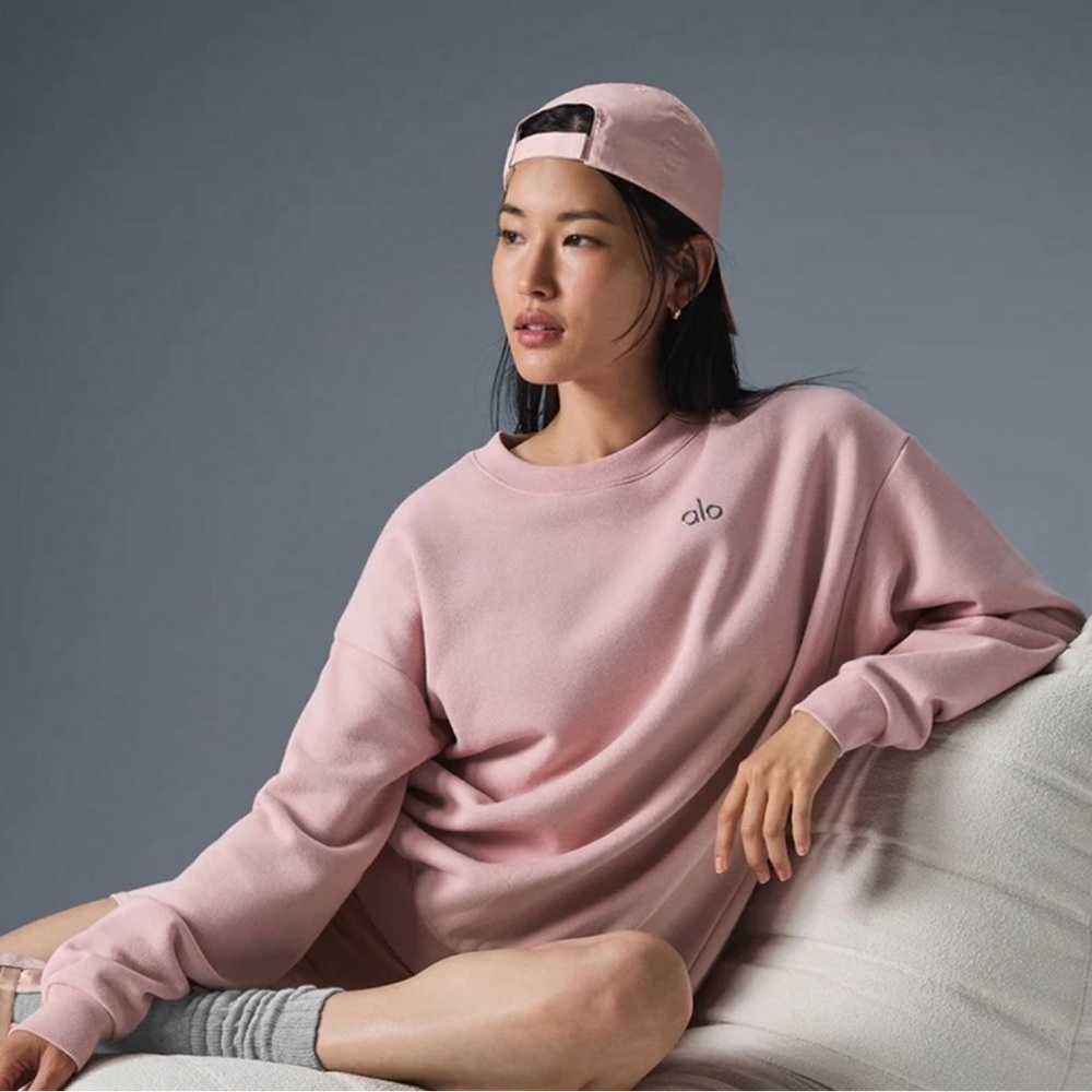 Alo Yoga Accolade Crew Neck Pullover, Small - BalletPink/ABT